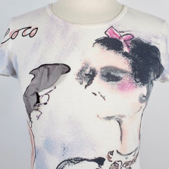 Chanel 2010 36 US 4 T shirt top Coco smoking watercolor painted - Picture 8 of 16